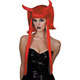 Perruque diablesse rouge mèches longues femme Halloween