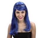 Perruque longs cheveux bleus femme