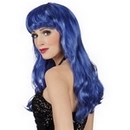 Perruque longue bleue femme
