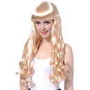 Perruque longue ondulée blonde avec frange femme
