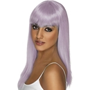 Perruque longue violette pâle à frange femme