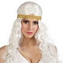 Perruque longue blanche avec bandeau femme