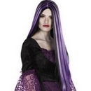 Perruque longue noire et violette femme Halloween