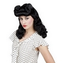 Perruque noire ondulée année 50 femme