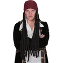 Perruque noire Rasta longue homme avec bandana