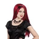 Perruque rouge mèches noires femme