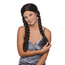 Perruque tresses noires adulte