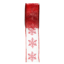 Ruban organza flocons rouges Noël