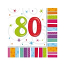 16 Serviettes en papier 80 ans 33 x 33 cm