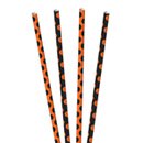 10 Pailles noir et orange en papier Halloween