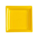 12 Assiettes carrées en plastique jaune 23.5 cm