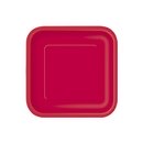 16 Petites assiettes rouges carrées en carton 18 cm