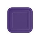 16 Petites assiettes violettes carrées en carton 18 cm