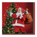 16 petites serviettes en papier rouge Cadeaux du Père Noël 25 x 25 cm