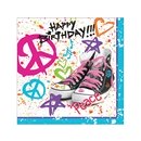 16 Serviettes en papier Anniversaire Girls rock 33 x 33 cm