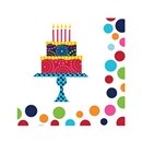 16 Serviettes en papier Blanc Gâteau d\'anniversaire 33 x 33 cm