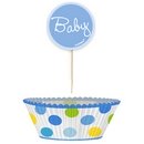 24 Moules à cupcakes et pics de décoration baby garçon