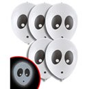 5 Ballons fantôme LED 21 cm Halloween