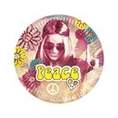 6 Assiettes en carton Hippie Flower Power 25 cm