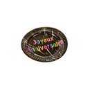 6 Petites assiettes carton anniversaire Feux d\'artifice 18 cm