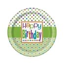 8 Assiettes Anniversaire Acidulé 23 cm