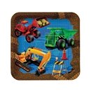 8 Assiettes carrées en carton Anniversaire Chantier 23 cm