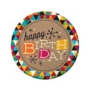 8 Assiettes en carton Anniversaire Kraft coloré 23 cm
