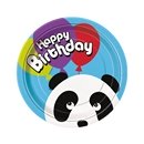8 Assiettes en carton Anniversaire Panda 23 cm