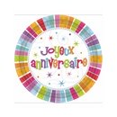 8 assiettes en carton Joyeux Anniversaire