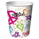 8 Gobelets en carton Anniversaire Girls rock 25 cl