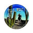 6 assiettes rondes en carton western 23 cm