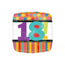 Ballon aluminium carré 18 ans Rayures et pois