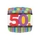 Ballon aluminium carré 50 ans Rayures et pois