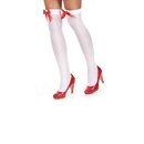 Bas blancs avec noeud rouge femme