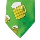 Cravate verte imprimé chope de bière Saint-Patrick adulte