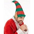 Bonnet lutin du Père Noël rayé avec oreilles adulte