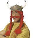 Casque gaulois avec nattes et moustaches adulte