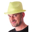 Chapeau borsalino pailletté jaune fluo adulte