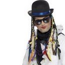 Chapeau chanteur avec tresses colorées adulte