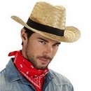 Chapeau cowboy en paille adulte
