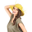 Chapeau de paille vintage jaune femme