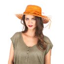 Chapeau de paille vintage orange femme