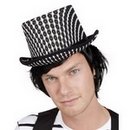 Chapeau haut de forme noir et blanc adulte