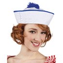 Chapeau marin blanc pompon bleu femme