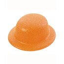 Chapeau melon pailletté orange adulte