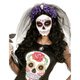 Coiffe fleurs violettes avec tête de mort femme Dia de los muertos