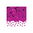 Confettis coeurs métallisés roses foncés