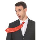 Cravate rouge à paillettes adulte