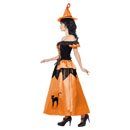 Déguisement sorcière noir et orange femme Halloween