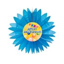Eventail papier joyeux anniversaire Fiesta bleu 50 cm